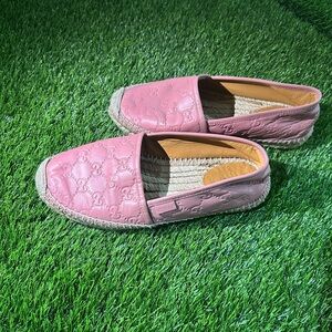 Gucci Signature Pink Leather Espadrilles (38.5)